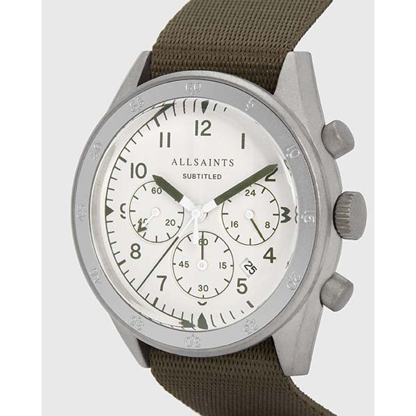 Allsaints Australia Mens Subtitled III Stainless Steel Nylon Watch Khaki AU15-964